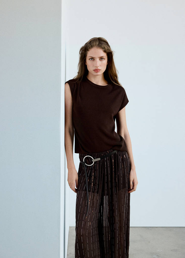 Sequinned harem pants — Brown
