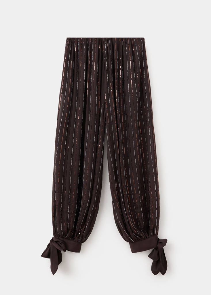 Sequinned harem pants — Brown