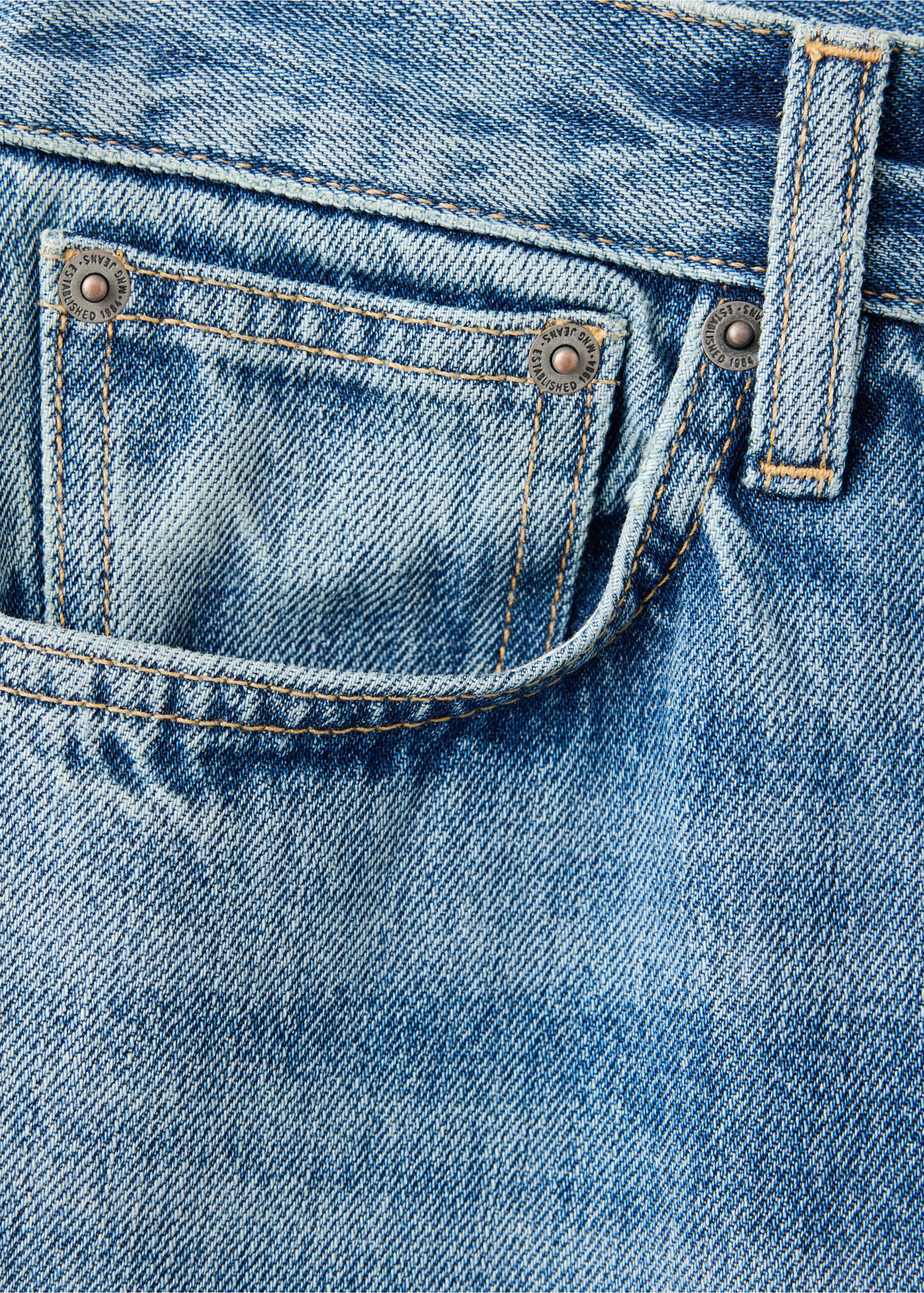 Mid-rise straight jeans - Details of the article 0, Medium Blue. Ref: 37064074-00.