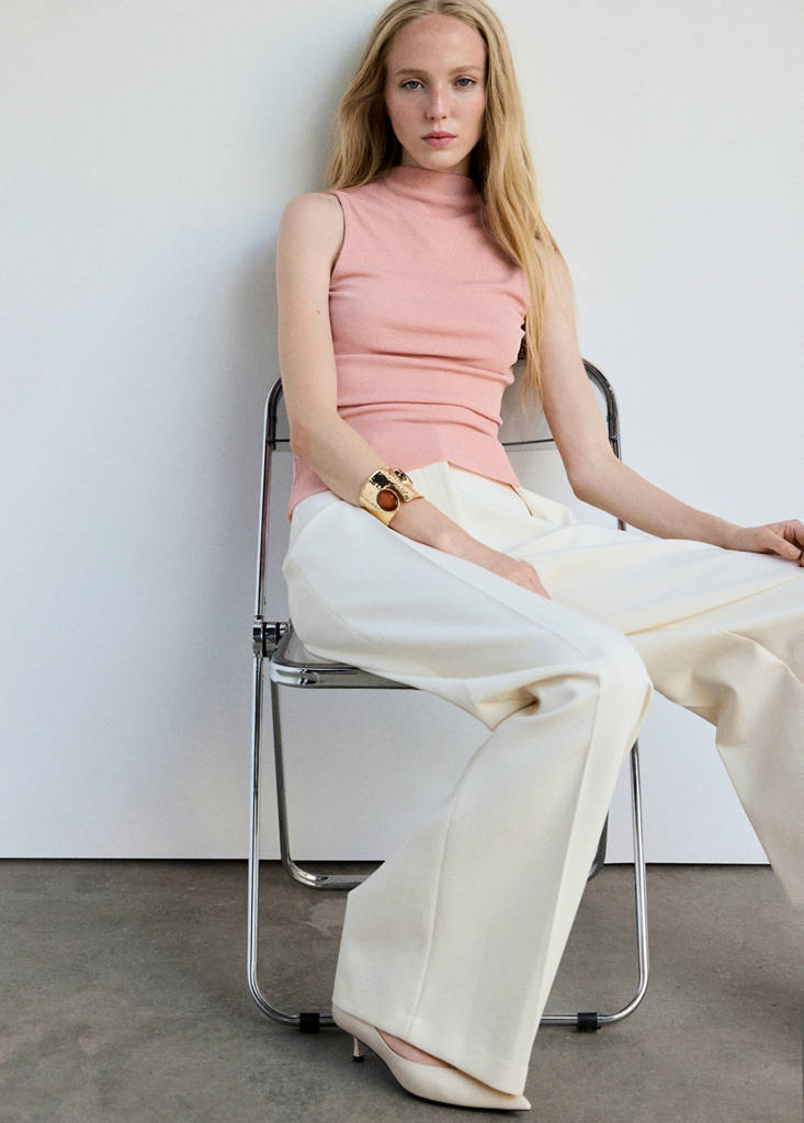 Fitted fine-knit top — Pastel Pink