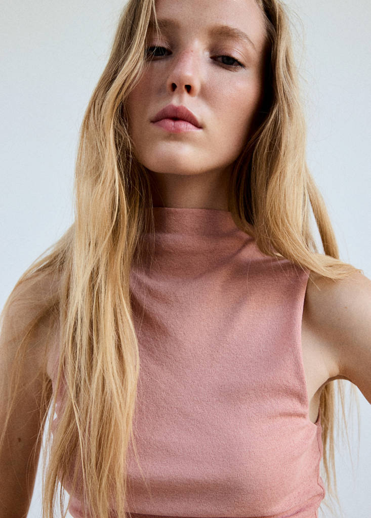 Fitted fine-knit top — Pastel Pink
