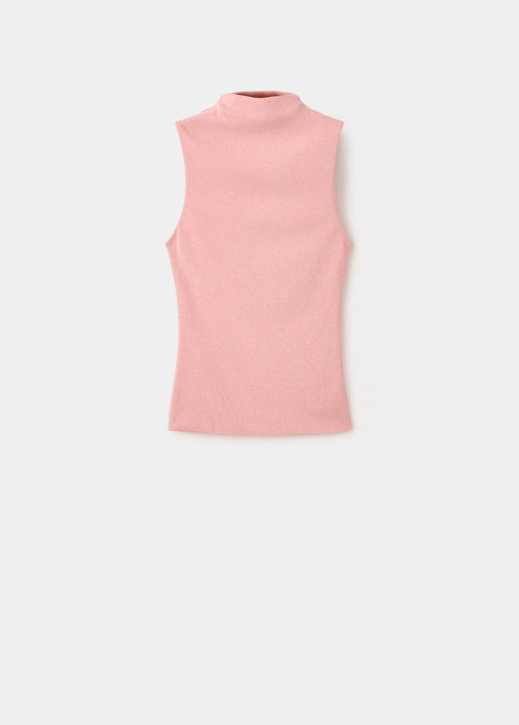 Fitted fine-knit top — Pastel Pink