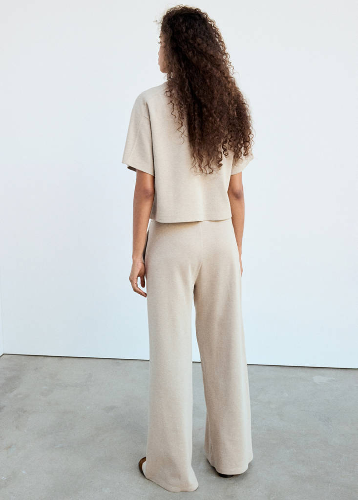 Fine-knit straight-fit trousers — Ecru