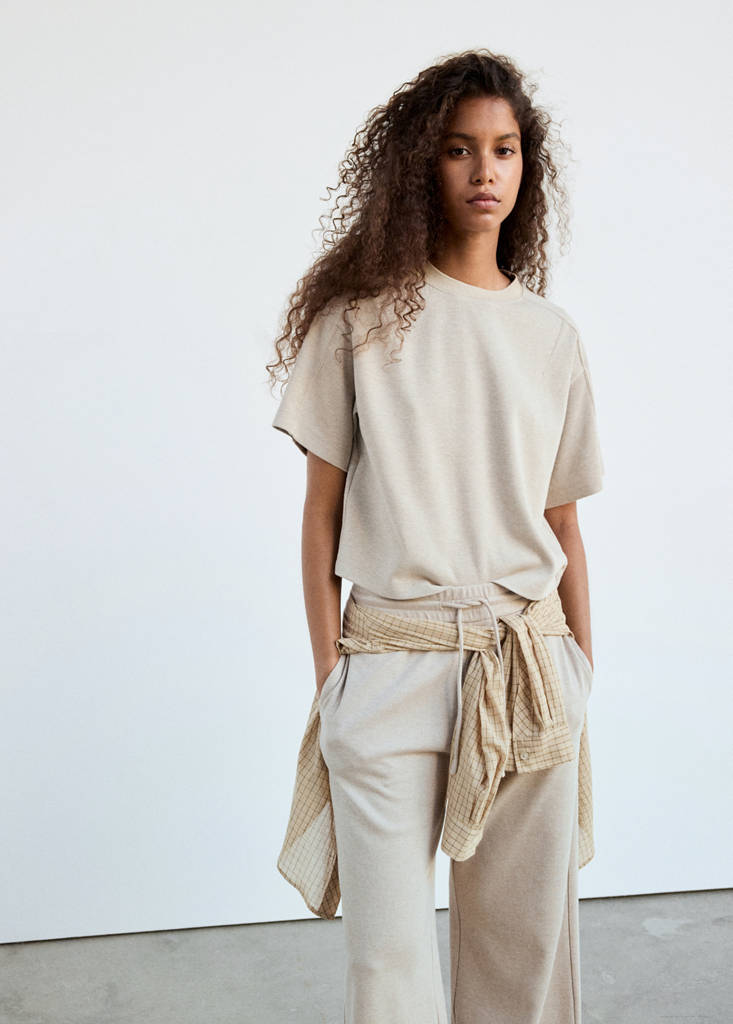 Fine-knit straight-fit trousers — Ecru