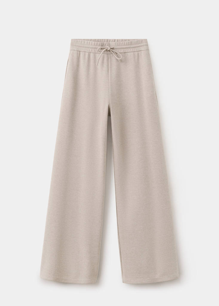 Fine-knit straight-fit trousers — Ecru
