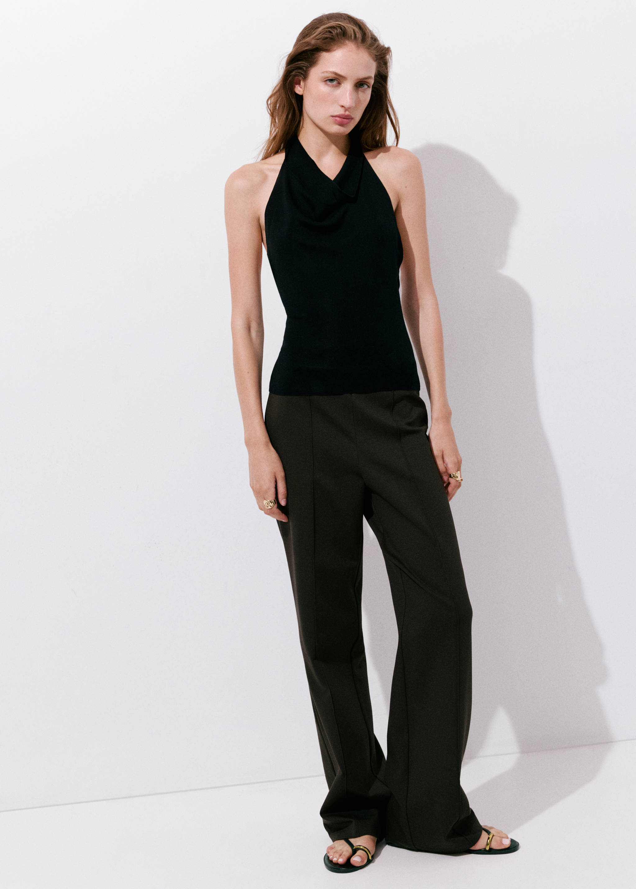 Chalk-stripe straight trousers - General plane
