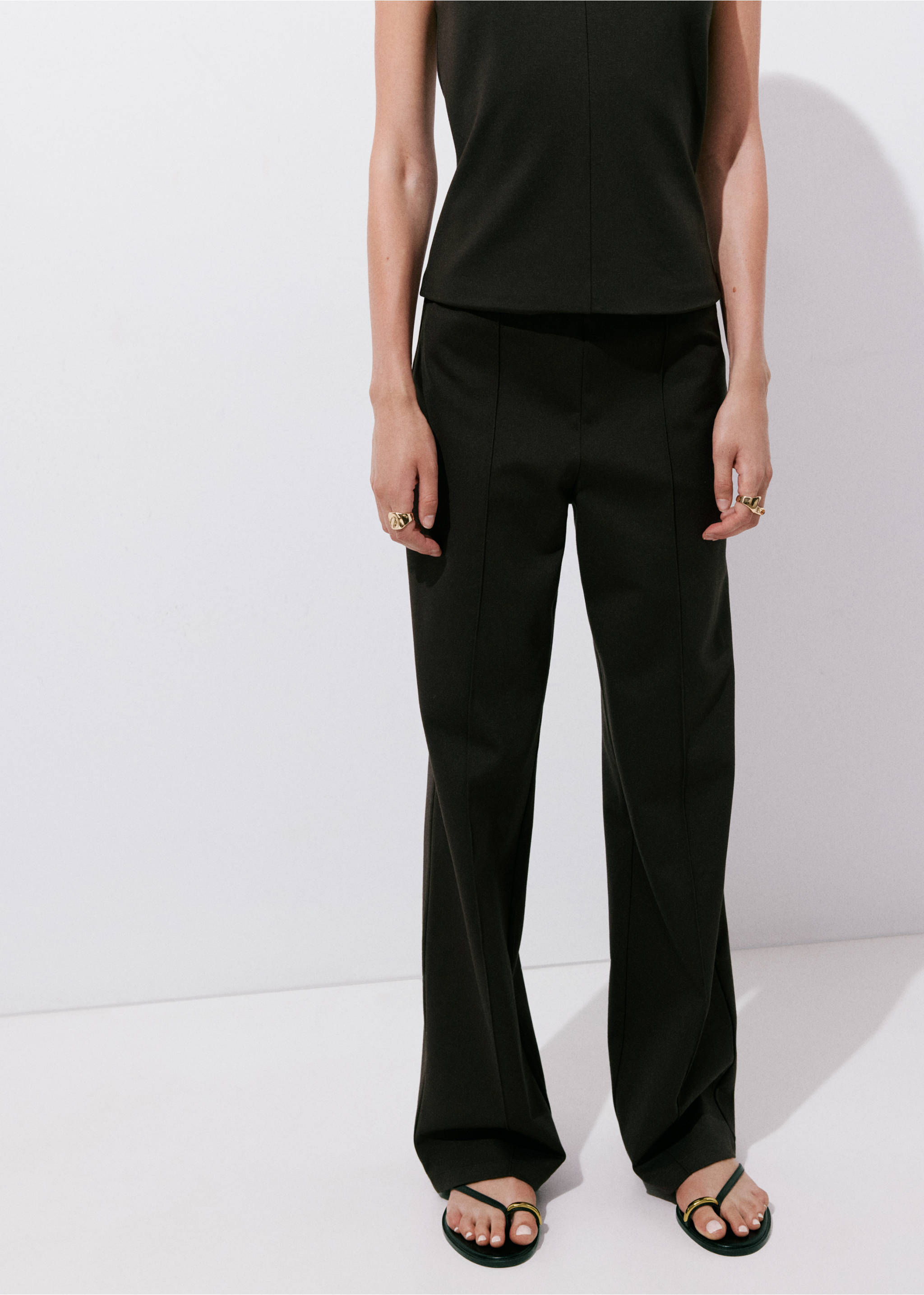 Chalk-stripe straight trousers - Medium plane, Brown. Ref: 37064078-00.