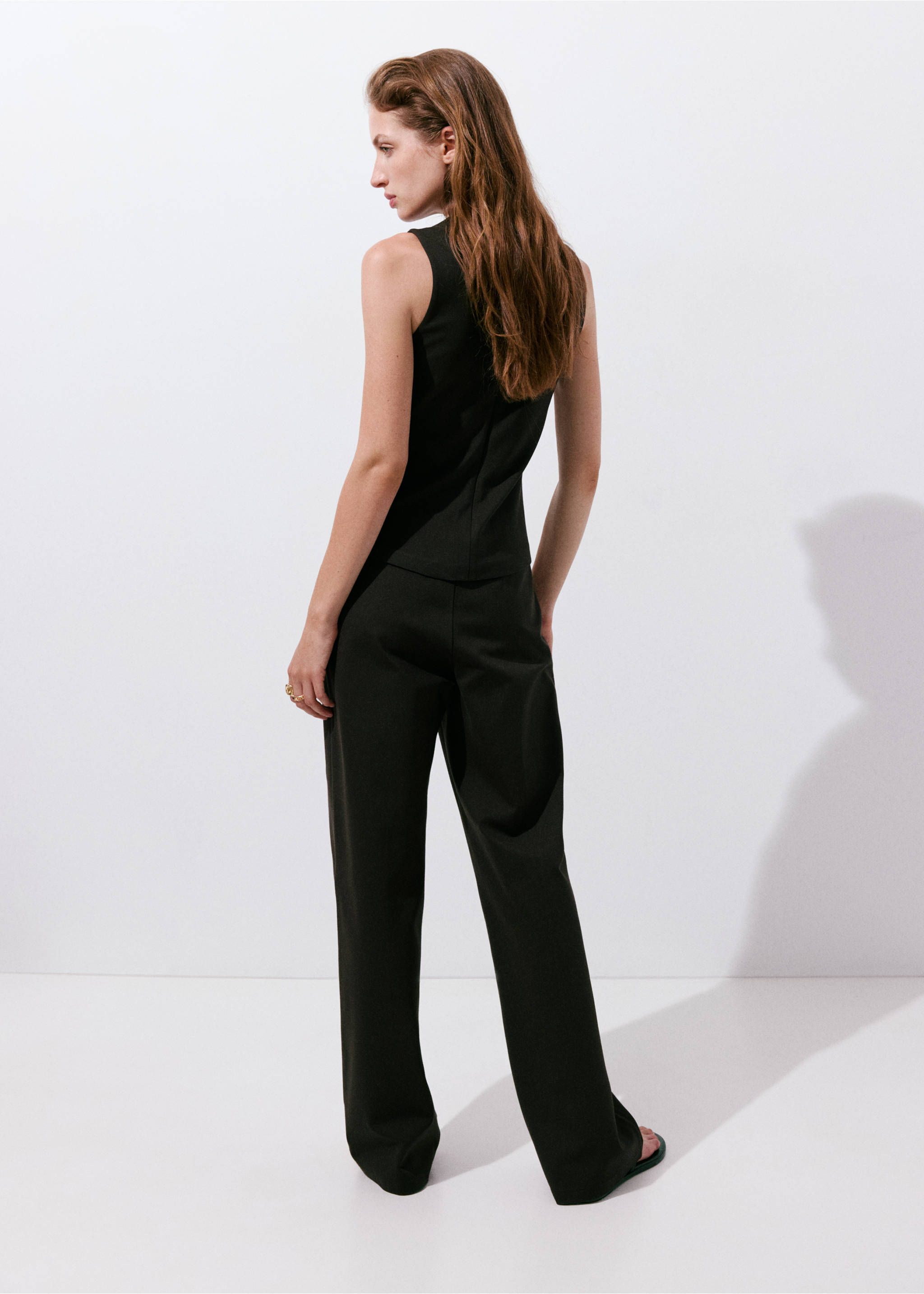 Chalk-stripe straight trousers - Reverse of the article, Brown. Ref: 37064078-00.