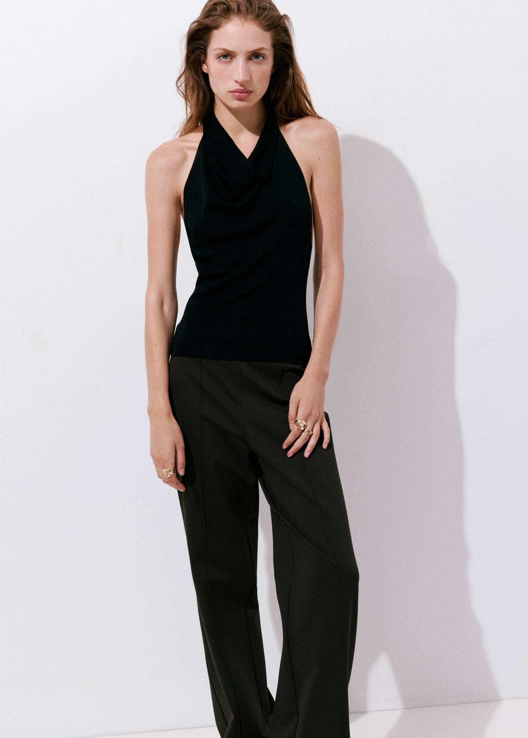 Chalk-stripe straight trousers - Details of the article 1