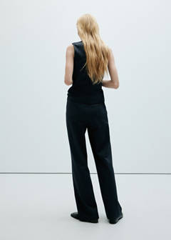 Elastic straight-leg trousers — Navy 3