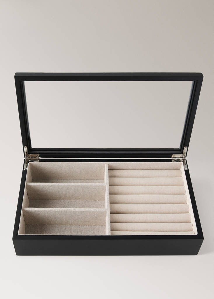 Lacquered wooden jewellery box — Black