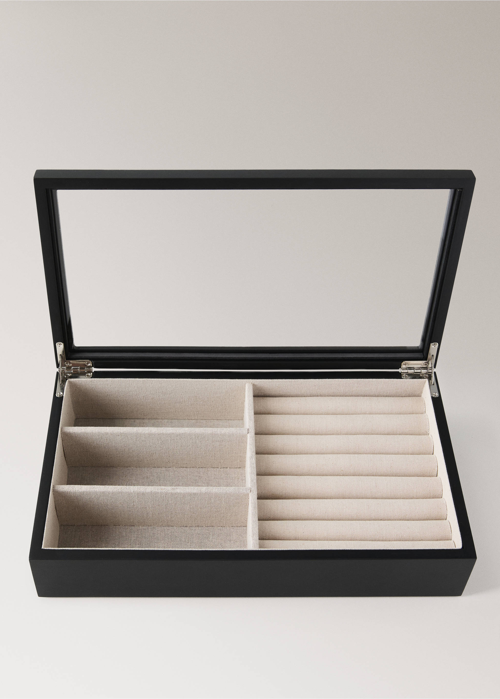 Lacquered wooden jewellery box - Details of the article 3, Black. Ref: 37064079-00.