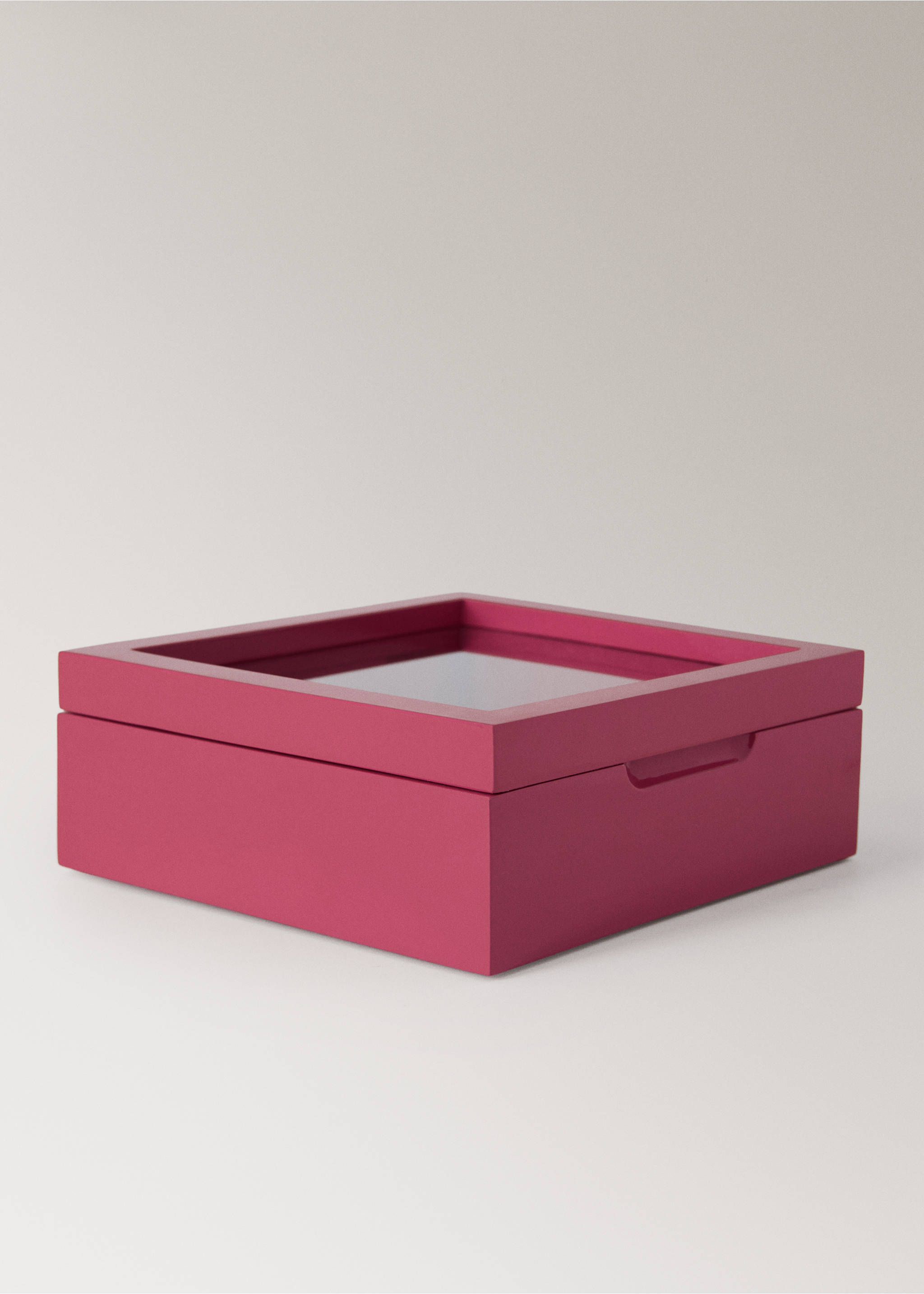 Clear lid wooden box - Details of the article 1, Pink. Ref: 37064080-00.
