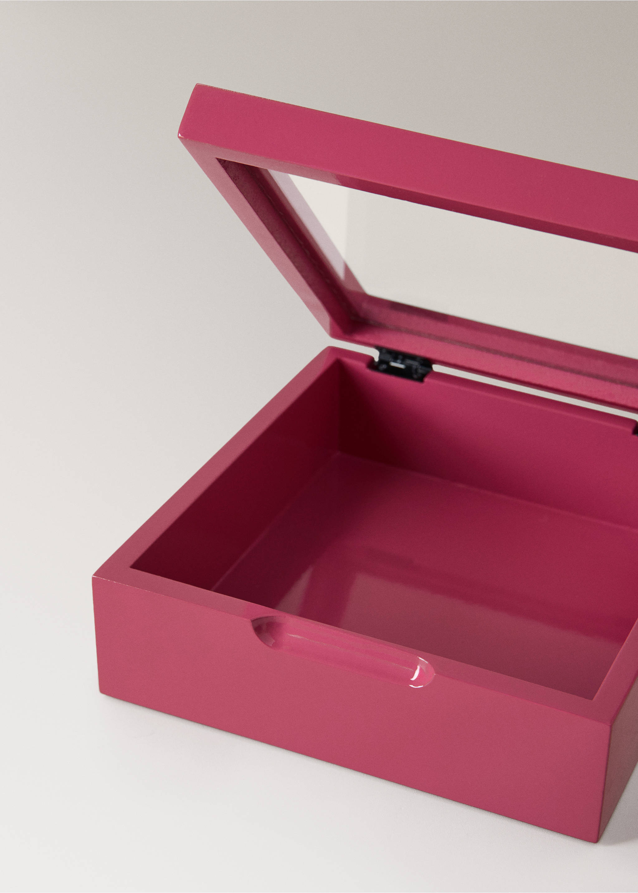 Clear lid wooden box - Details of the article 2, Pink. Ref: 37064080-00.