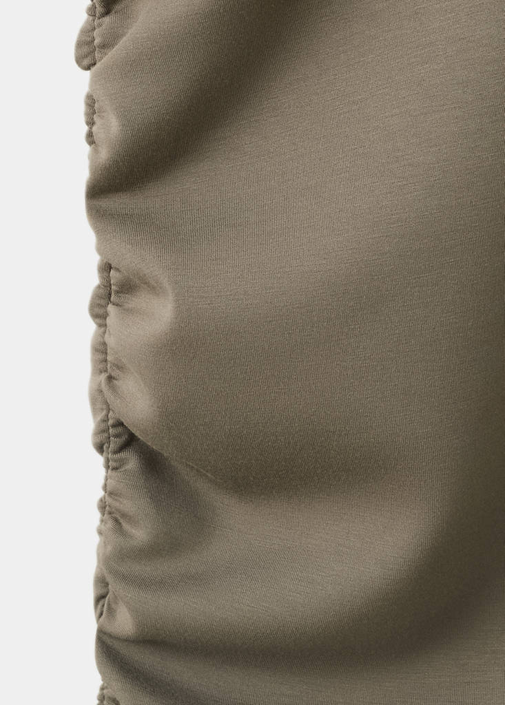 Knitted dress with drape detail — Brown
