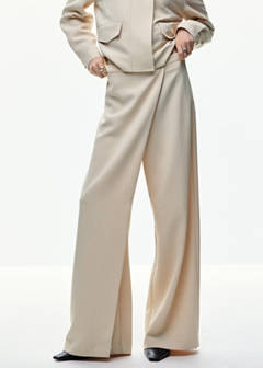 Straight-leg crossover trousers — Ecru 1