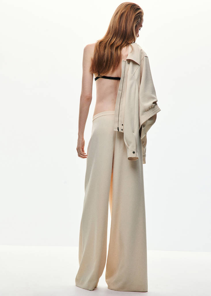 Straight-leg crossover trousers — Ecru