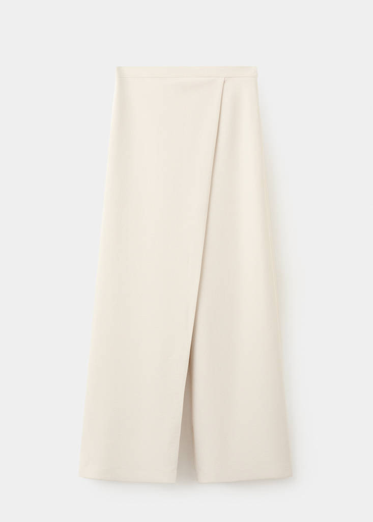 Straight-leg crossover trousers — Ecru