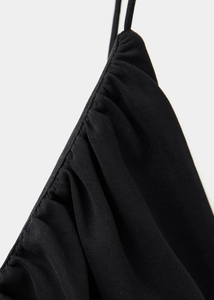 Ruched V-neck dress — Black