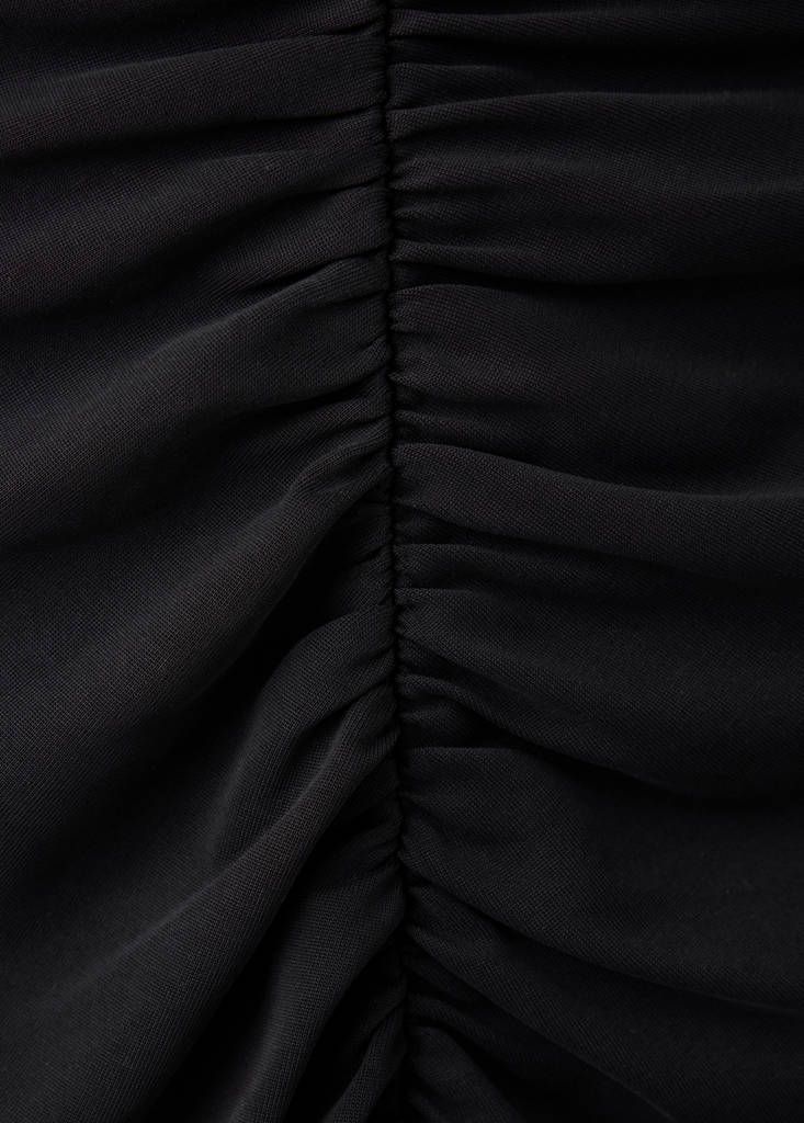 Ruched V-neck dress — Black