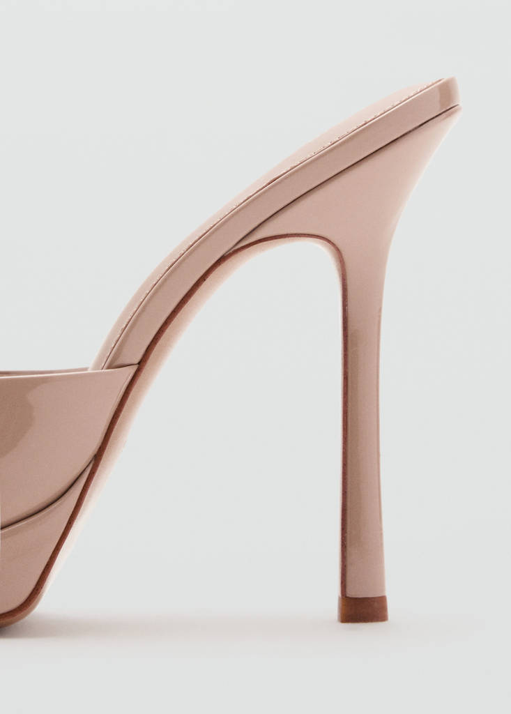 Patent stiletto heel sandal — Nude