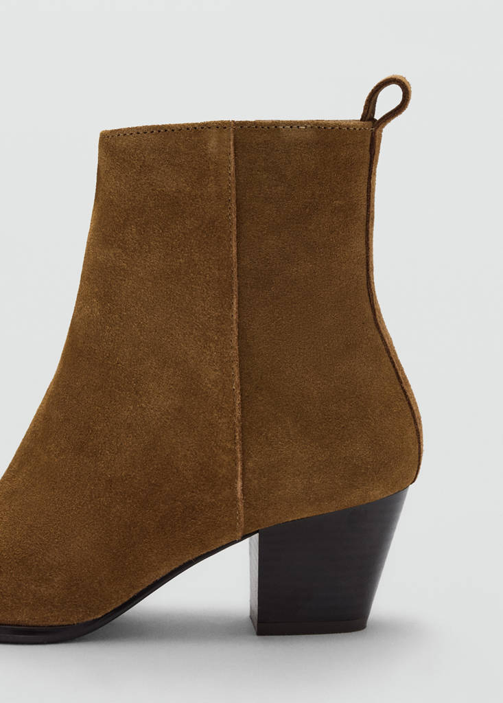 Suede ankle boots with pointed toe — Tobacco Brown