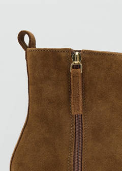 Suede ankle boots with pointed toe — Tobacco Brown 5