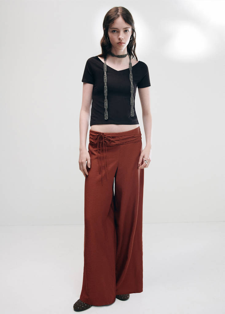 Straight trousers with tie details — Burnt Orange