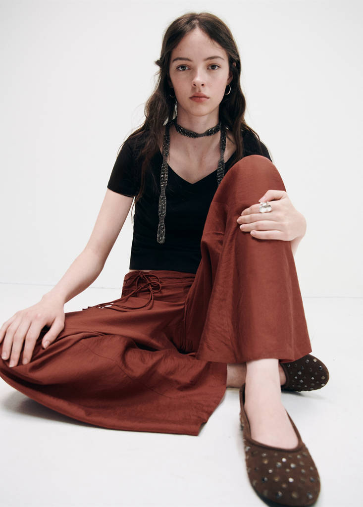 Straight trousers with tie details — Burnt Orange