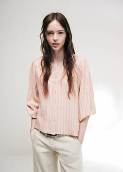 Striped blouse with cut-out details — Pastel Pink 2