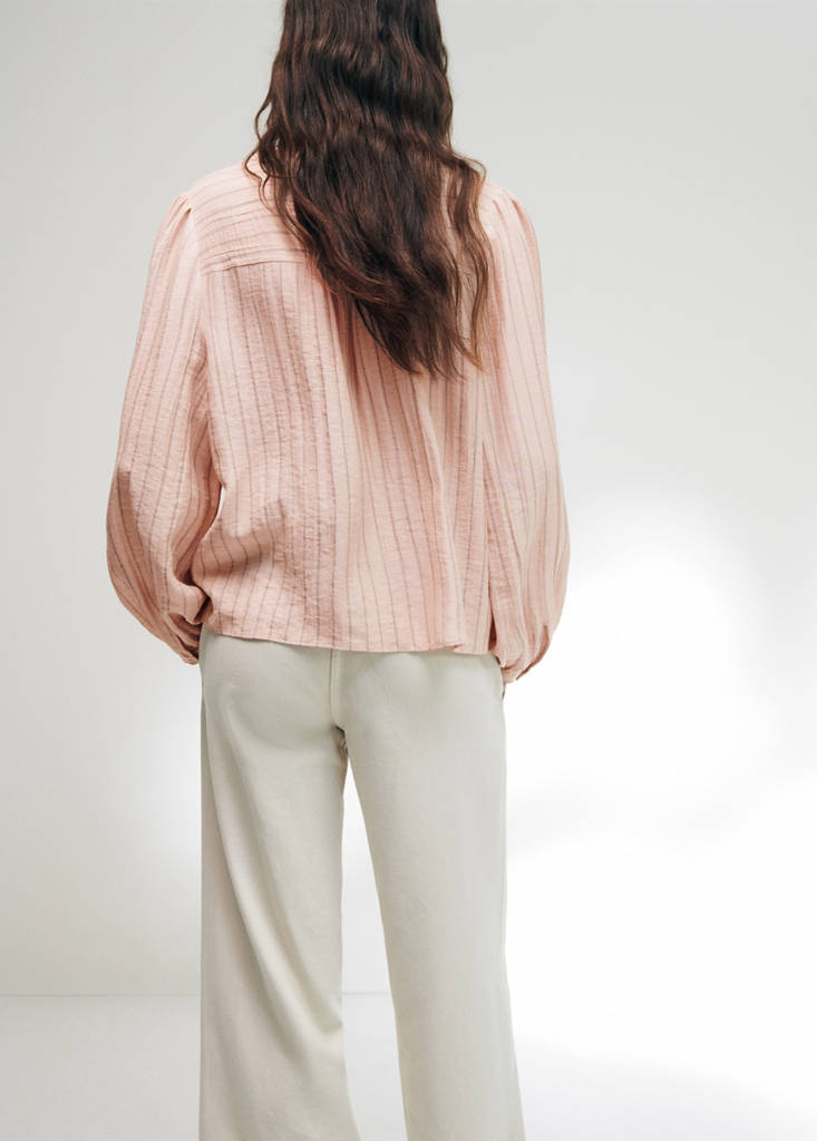 Striped blouse with cut-out details — Pastel Pink