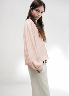 Striped blouse with cut-out details — Pastel Pink 3