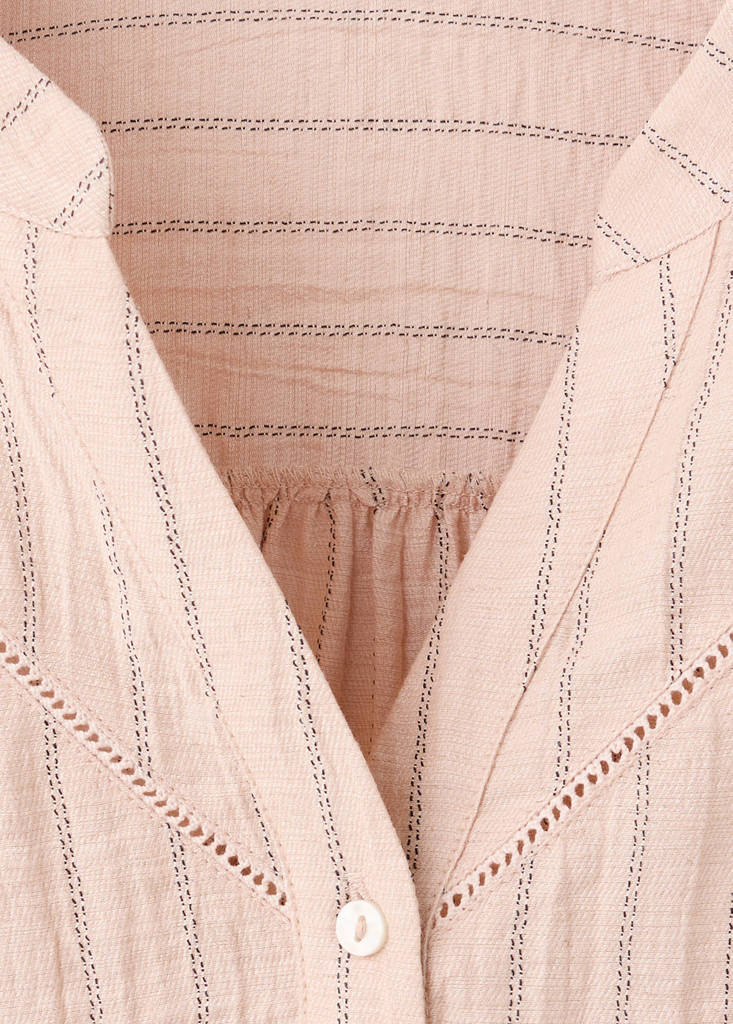 Striped blouse with cut-out details — Pastel Pink