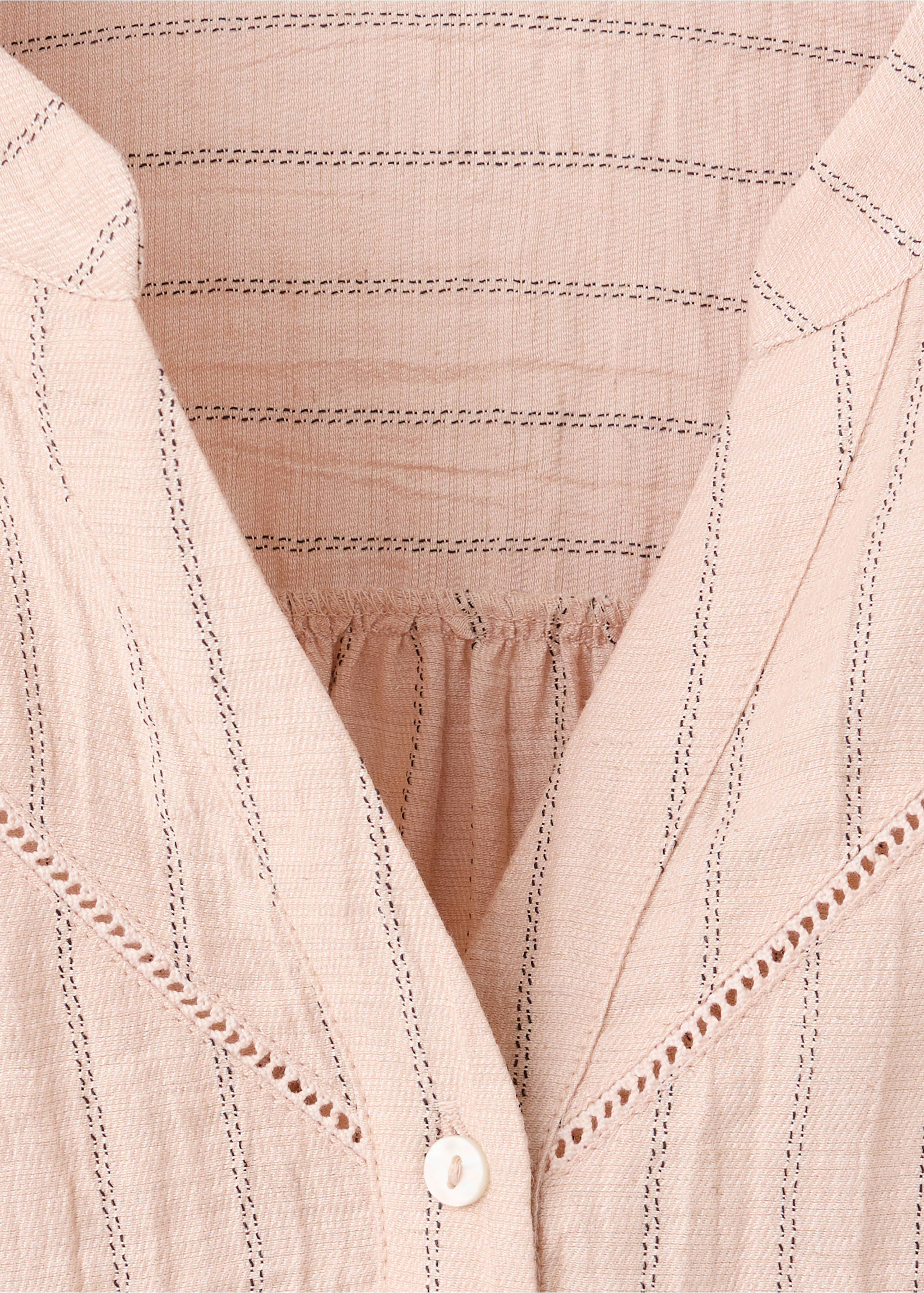 Striped blouse with cut-out details - Details of the article 8, Pastel Pink. Ref: 37064092-00.