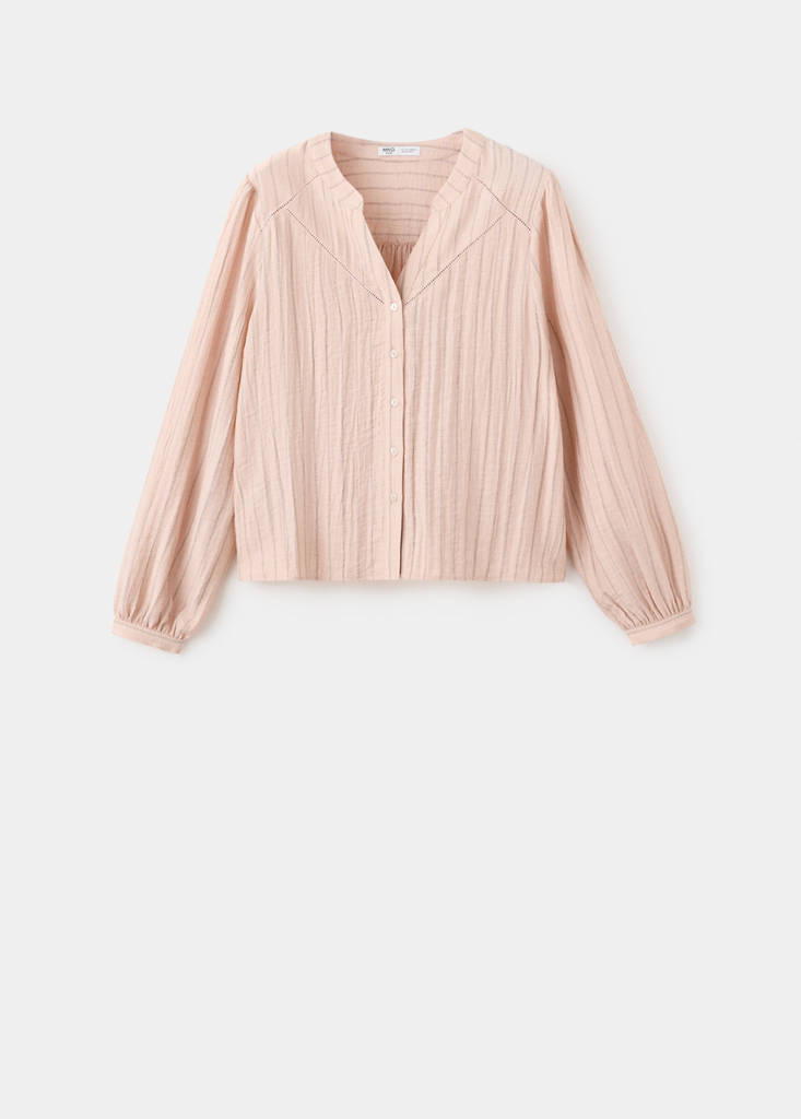 Striped blouse with cut-out details — Pastel Pink