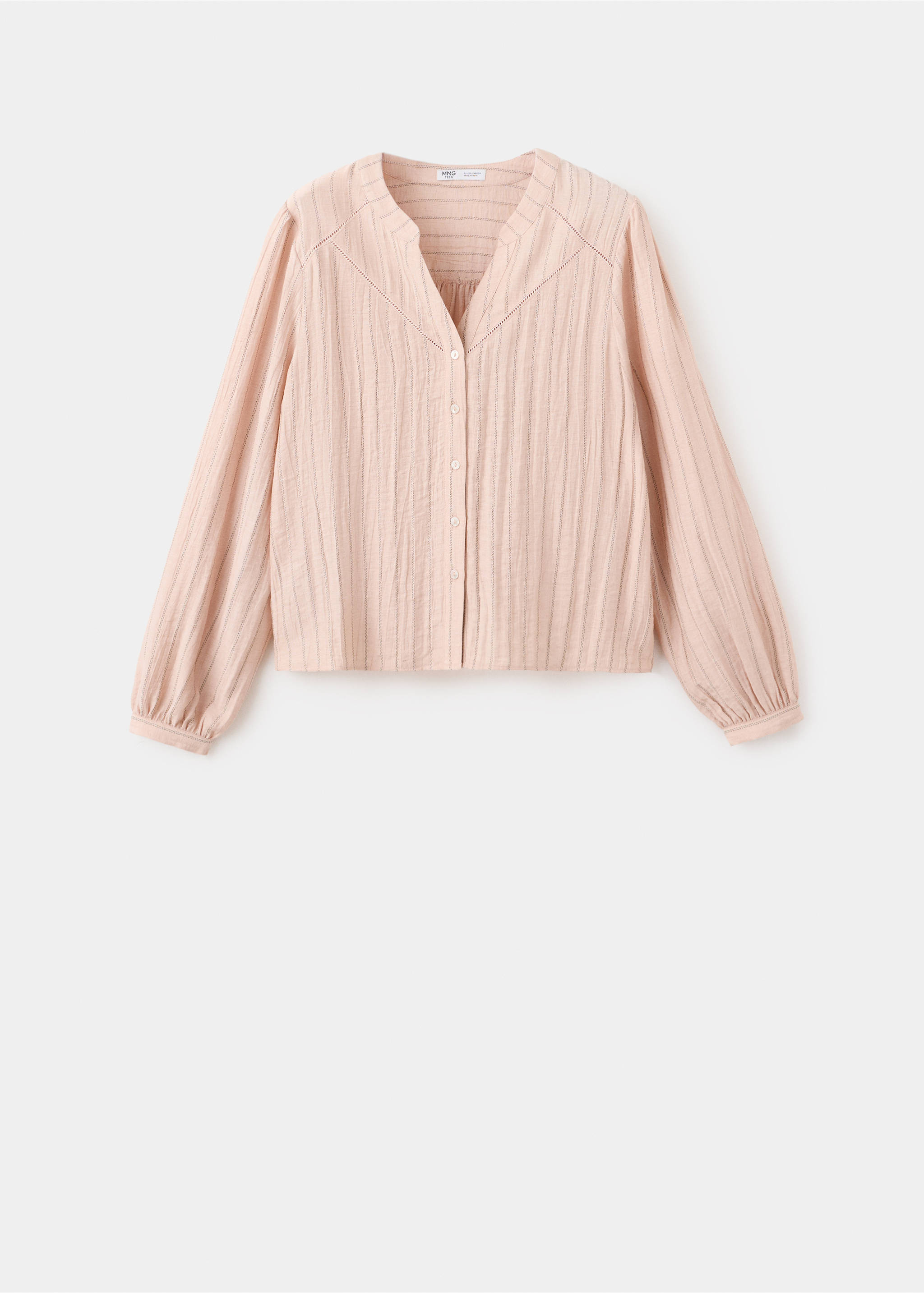 Striped blouse with cut-out details - Article without model, Pastel Pink. Ref: 37064092-00.