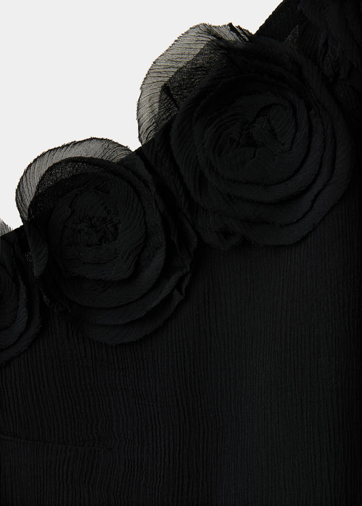 Halter top with flower detail — Black