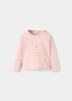 Cotton T-shirt with print detail — Pink 2