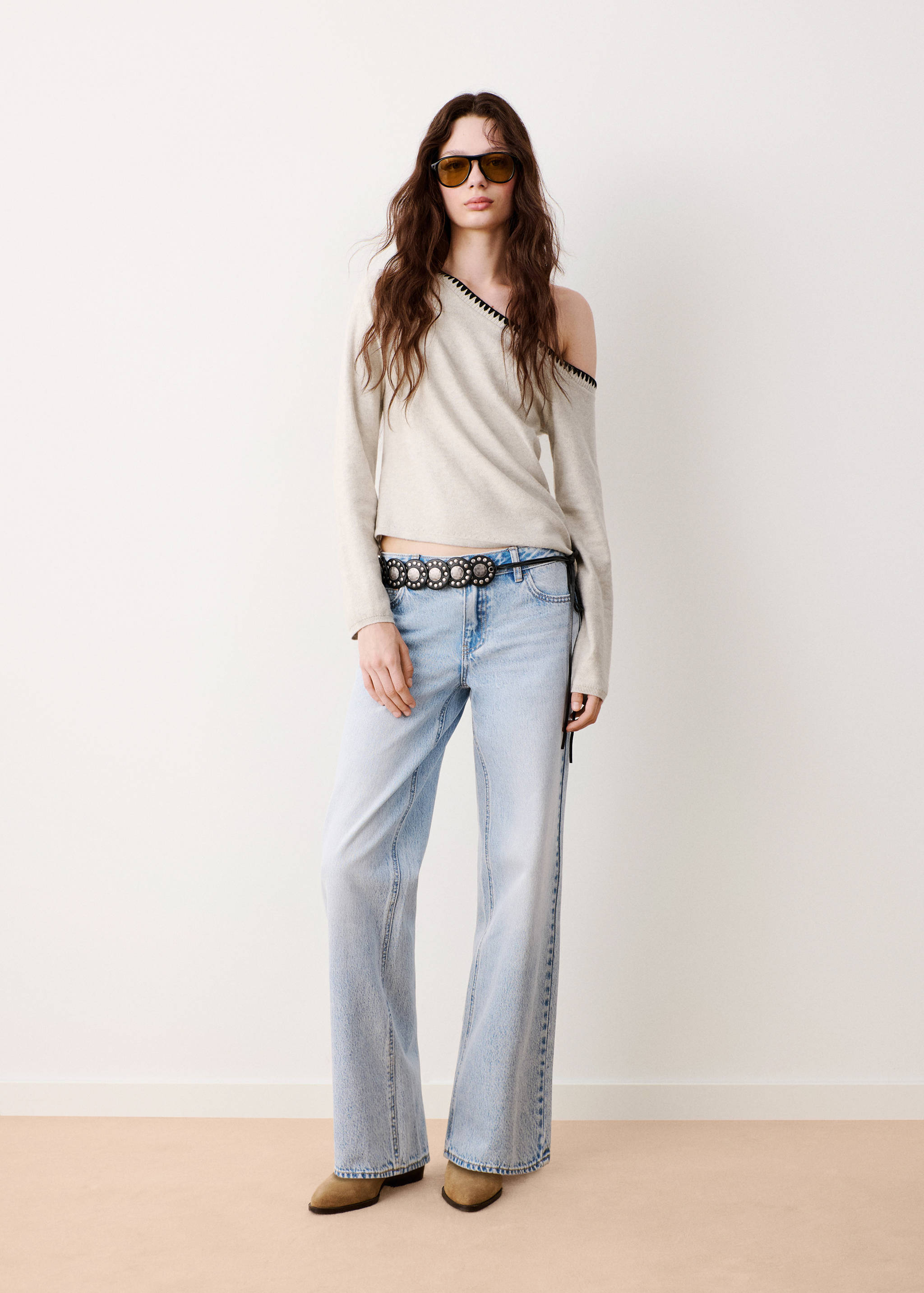 Asymmetric cotton sweater - General plane