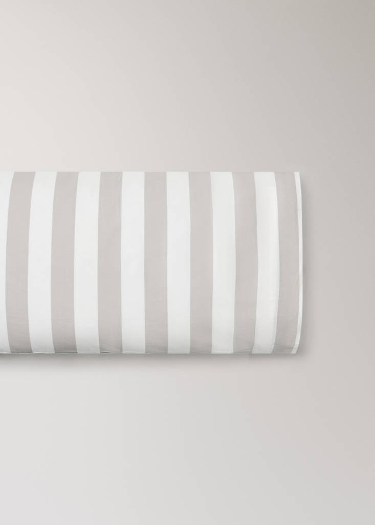 Striped printed cotton pillowcase 45x110cm — Sand