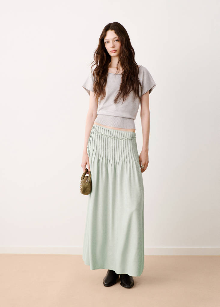Pleated flared skirt — Mint Green
