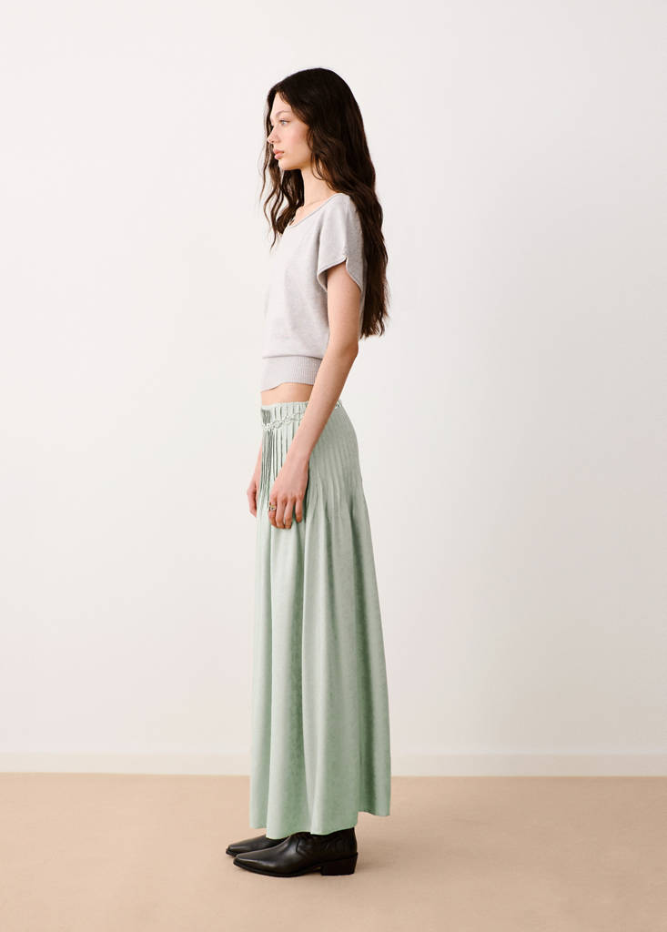 Pleated flared skirt — Mint Green