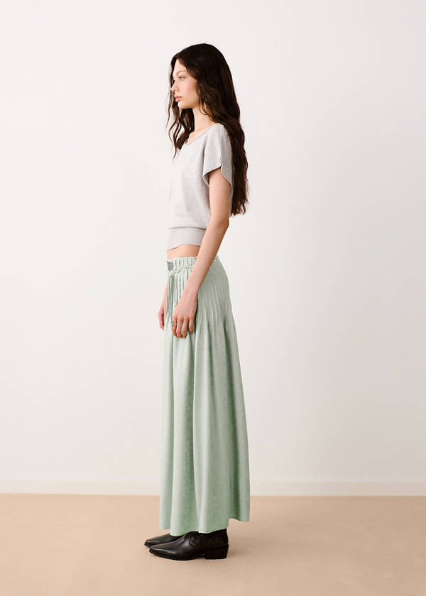 Pleated flared skirt — Mint Green