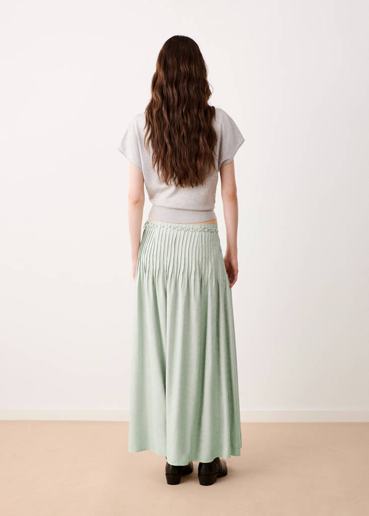 Pleated flared skirt — Mint Green