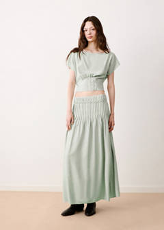 Pleated flared skirt — Mint Green 4