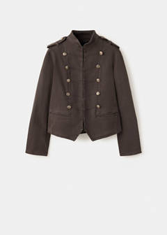 Denim jacket with band collar — Chocolate 5