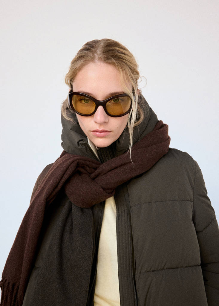 Long padded anorak with hood by Mango