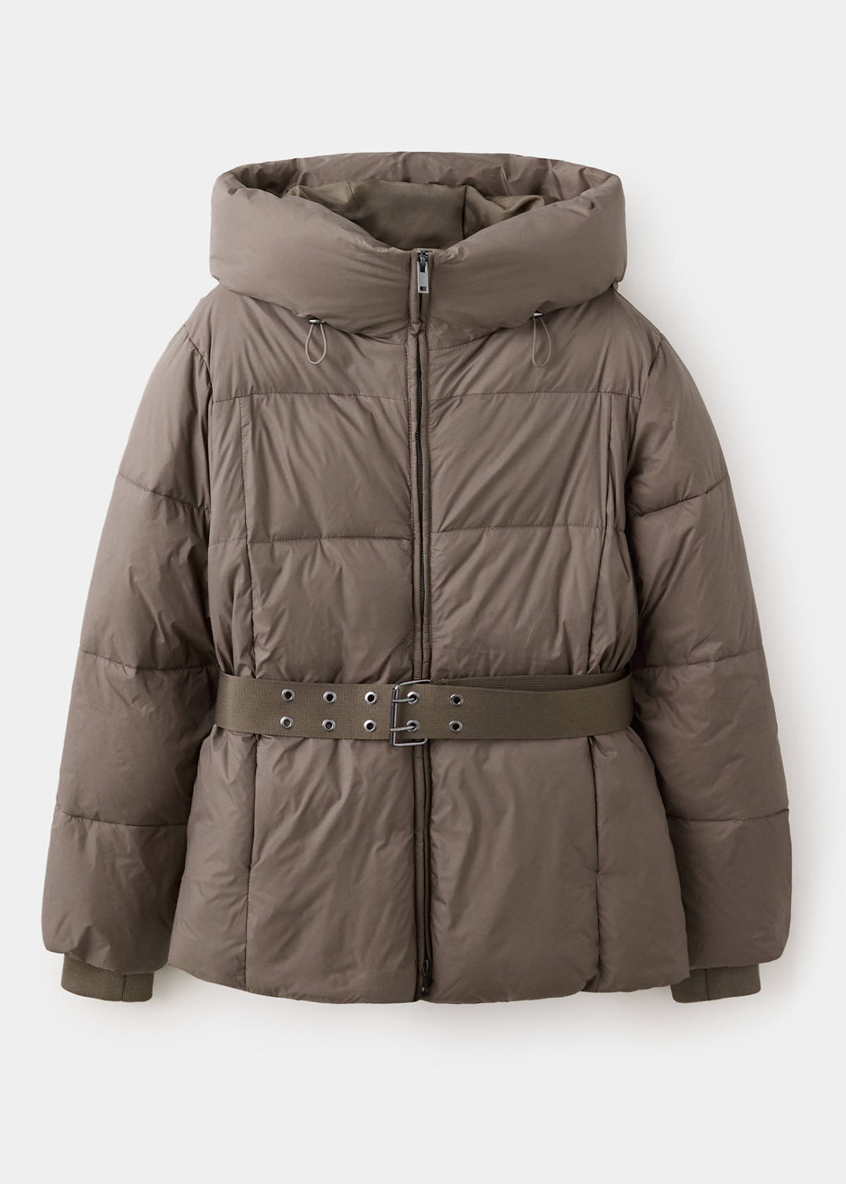 Belt puffer coat — Medium Brown