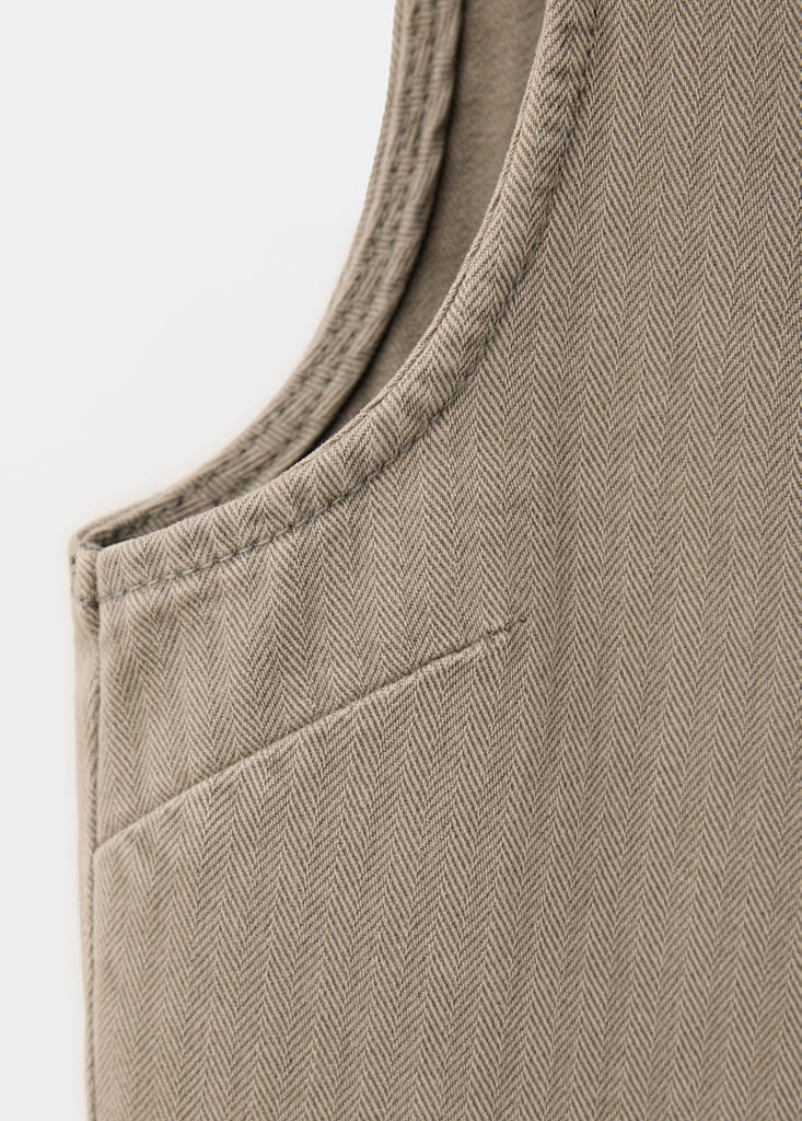Striped denim gilet — Khaki