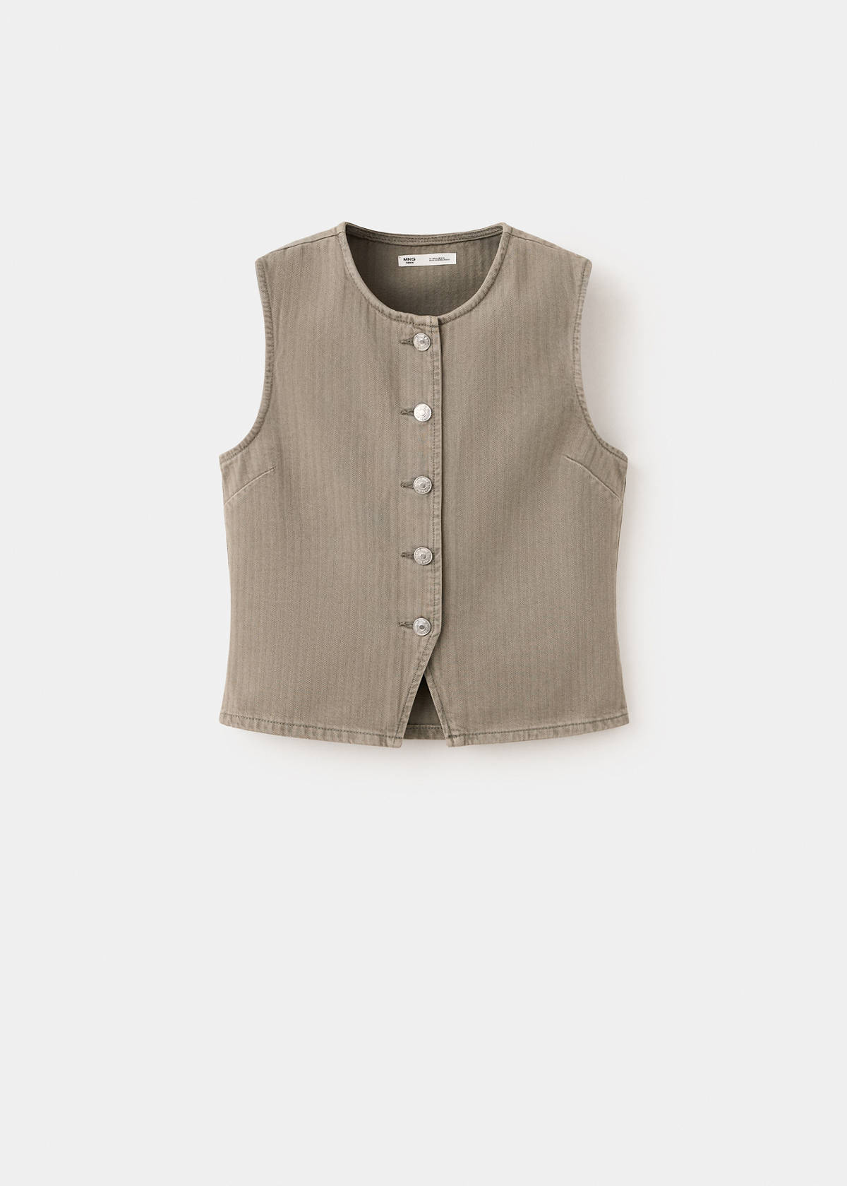 Striped denim gilet — Khaki